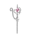 Detail of silver nose ring with pink star gem, hollow rings, and star tassel pendant - Pink Star Gem Tassel Style (NC312070020)
