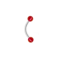 Détails du piercing courbé en acier avec des extrémités en perles acryliques rouges - Style Boule Pleine Brillante Rouge (L3120417)