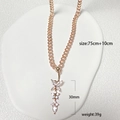 Detail of rose gold belly chain with crystal butterfly pendant and measurement data - Rose Gold Butterfly Flower Style (2311200001)