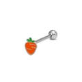 Vue détaillée du piercing de langue carotte en émail orange et tige en acier argenté - Forme Carotte (L3111403)