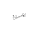 Gros plan d'un piercing de langue en acier inoxydable argenté en forme de lapin - Forme Lapin Oreilles Roses (L231115021)
