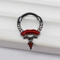 Makrofoto von Punk Lippen Nasenring mit schwarzer Beschichtung und Zirkon-Anhänger - Glänzender Captive Ring (Schwarz)