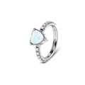 F136 stainless steel heart opal septum ring with clear crystal pave inlay - Heart Opal Style Titanium Tone (1.2x8)