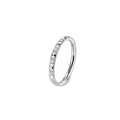 Close-up of heart opal clicker ring with cubic zirconia stones and pyramid texture - Carved Zircon Style Titanium Tone (1.2x10)