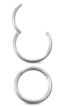 Close-up of titanium seamless clicker ring with hinged opening for nose or lip piercing - Size A (0.8-6) / Titanium Gray