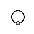 Black F136 titanium piercing hoop with iridescent white opal bead on white background - White Opal Style (G23NRS024-B100803070) / 1.0mm Wire / 8mm Inner Diameter / Black