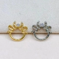 Minimalist F136 titanium double snake nose ring with crystal pavé and center zircon - Pave Snake Design Style (2311240010)