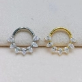 Aros de nariz de titanio con circonitas de lágrima en acabado oro y plata - Estilo Abanico Zirconia Gota (2311240007) / Plateado