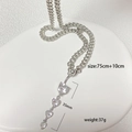 Silver curb chain belly chain with four cascading heart zircons, length 75cm plus extension - Silver Heart Zirconia Style (2311200002)