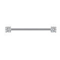 Piercing industrial d'argento con pietre di zircone trasparente su barra d'acciaio - Stile Doppia Zirconia a Quattro Griffe Argento (24032502-6)