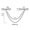 Piercing industriale a doppia catena in acciaio inossidabile 14G con catene da 50mm - Stile Doppia Catena Barbell (24032502-11)