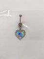 Silberner Bauchnabelpiercing mit Herzanhänger und buntem Schmetterling-Charm - Gradient Schmetterling Herz Anhänger Stil (24072708)