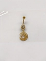 Goldener Bauchnabelpiercing mit Mond, Opal-Herz und klaren Zirkonia-Steinen - Gold Mond Opal Strass Stil (24072704)