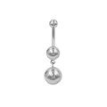 Detalle del piercing para el ombligo de acero inoxidable plateado con tres bolas graduadas - Estilo de Tres Bolas (24052802-1)