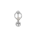 Vista detallada del piercing de ombligo de acero inoxidable con colgante de campana y circonio - Estilo Circular con Zirconia Incrustada (24052802-3)