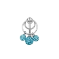 Detalle del piercing de ombligo de acero inoxidable con tres bolas de pedrería azul claro - Estilo de Tres Bolas con Zirconia Azul Claro (24052802-5)