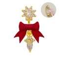 Piercing de ombligo dorado con lazo de seda roja y circonitas en forma de corazón - Lazo Rojo Base Dorada Flor Colgante Gota de Agua