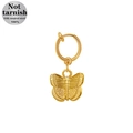 Golden butterfly clip belly ring made of 316L surgical steel with heart pendant - Gold Butterfly Style (24052003-1)