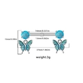 Set di piercing per capezzoli con farfalle in opale blu e barre in acciaio inossidabile - Stile Pendente Farfalla Effetto Opale