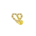 Golden heart labret stud featuring inlaid pearls and clear zircons with flat back disk - Gold Pearl Rhinestone Heart (24040902-1)