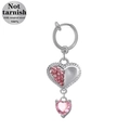 Ohrclip mit rosa Herzanhänger aus 316L Chirurgenstahl ohne Piercing mit Federring - Rosa Doppelherz Silber Stil (24052003-5)