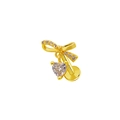 Gold labret stud with crystal bow design and dangling heart-shaped zircon drop - Gold Bowknot Heart Rhinestone (24040902-3)