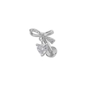 Silver butterfly labret with heart-shaped zircon drop pendant and flat back post - Silver Bowknot Heart Rhinestone (24040902-4)