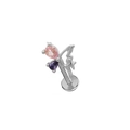 Pink and purple teardrop zircon butterfly labret stud in silver stainless steel - Silver Pink Purple Butterfly (24040902-8)