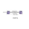 Silver stainless steel nipple rings with double 5mm purple gemstone studs on bar - Purple Four-Claw Gem Style (24062102-2)
