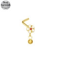 Piercing al naso a forma di L in acciaio chirurgico 316L con fiore bianco e rosso - Stile Fiore Bianco Oro (24081503-14)