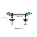 Black bat-shaped nipple ring with green wings and white teardrop opal stone pendants - Black Bat Pendant Style (24070901-1)