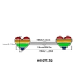 Rainbow heart barbell nipple ring set in medical grade stainless steel with enamel finish - Rainbow Heart Style (24070901-3)