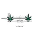 Nipple barbell piercing with green glitter leaf charms and dimension labels - Plant Leaf Style (24070901-4)
