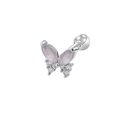 Pendiente de mariposa plateado con piedras marquesas rosas y cristales de circón - Estilo Mariposa Plateada Zirconia Rosa