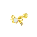 Pendiente de mariposa dorado con gema de corazón irisada y detalle de circonita - Gold Opal Bowknot Style