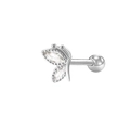 Piercing de mariposa plateada con circonitas marquesa claras y cierre de bola roscada - Silver Single Butterfly Wing Style