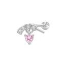 Pendiente de acero quirúrgico con circonita de corazón rosa y racimo brillante - Silver Pistol Pink Heart Pendant Style