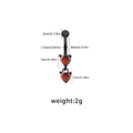 Gothic bat wing navel ring with black metal and red heart cubic zirconia stones - Red Double Heart Style (ER24091401-2)