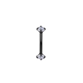 Black PVD curved barbell eyebrow ring with symmetric round cubic zirconia stones - Curved Double Gem Black Style
