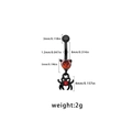 Detail of black gothic navel ring with red heart stone and spider pendant dimensions - Red Heart Red Stone Spider Style (ER24091401-6)