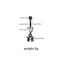Black heart zircon bat spider belly button ring with detailed size measurements - White Heart White Pearl Spider Style (ER24091401-8)