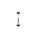 Surgical steel curved barbell eyebrow ring featuring two round dark blue gemstones - Silver Double Blue Zirconia Style