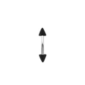 Minimalist silver steel eyebrow piercing barbell with dual black spike cone ends - Silver Rod Black Spike Style
