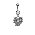 Close-up of gothic spider web navel ring with heart-shaped crystal on white background - Heart Spider Web Style (BR24090501-9)