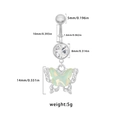 Piercing de ombligo mariposa plateada con circonitas y medidas de tamaño detalladas - Estilo Mariposa Verde Claro (BR24091101-1)