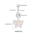 Detalle de piercing para ombligo de mariposa plateada con opale rosa y circonitas - Estilo Mariposa Rosa (BR24091101-2)