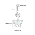 Detalles de dimensiones del piercing de ombligo de mariposa con circón y barra curva - Estilo Mariposa Aurora Blanca (BR24091101-3)