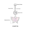 Piercing de ombligo de mariposa rosa en acero inoxidable con detalles de circón - Estilo Mariposa Rosa en Forma de Corazón (BR24091101-4)