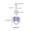 Cuadro de tallas detallado para piercing de ombligo con mariposa y corazón de circonita - Estilo Mariposa Azul Púrpura en Forma de Corazón (BR24091101-5)