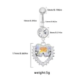 Tabla de tallas detallada del piercing de ombligo en acero con corazón y mariposa de cristal - Estilo Mariposa Aurora en Forma de Corazón (BR24091101-7)